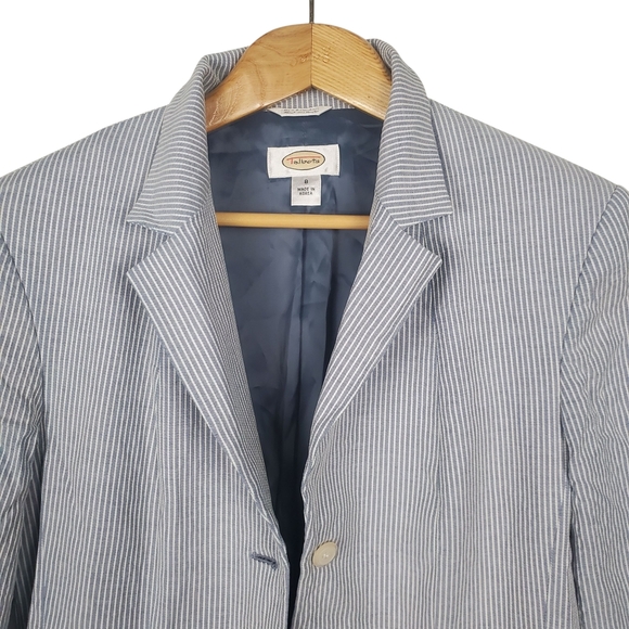 Talbots Blue and White Striped Blazer. Seersucker. 8 - Picture 2 of 9